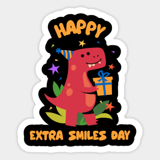 Happy Extra Smiles Day Birthday Dino Sticker